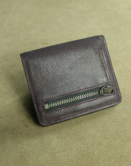 Cute Women Dark Blue Leather Small Bifold Wallet Billfold Wallet with Coin Pocket For Women