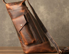 Leather Cool Mens Chest Bag Sling Bag Sling Crossbody Bag for men