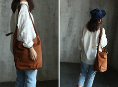 Handmade LEATHER WOMENs Bucket Crossbody Purse Barrel SHOULDER BAG FOR WOMEN