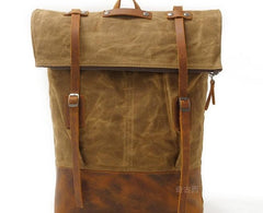 Cool Waxed Canvas Leather Mens Backpacks Canvas Travel Backpack Canvas School Backpack for Men