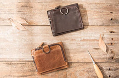 Cool Leather Mens Trifold Slim Front Pocket Wallets billfold Small Wallet for Men