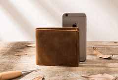 Cool Leather Mens Slim Small Wallet Bifold Vintage billfold Wallet for Men
