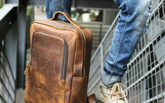 Vintage Leather Mens Backpacks Travel Backpack Laptop Backpack for men