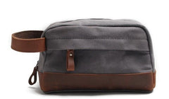 Cool Waxed Canvas Leather Mens Wristlet Bag Vintage Clutch Zipper Bag for Men