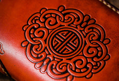 Handmade leather brown biker wallet clutch zip long wallet leather men phone - EverHandmade