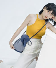 Cute Yellow Leather Womens Mini Bucket Purse Handbag Barrel Shoulder Bag for Women