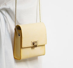 Cute Leather Womens Mini Chain Crossbody Purse Makeup Tiny Chain Shoulder Bags for Women