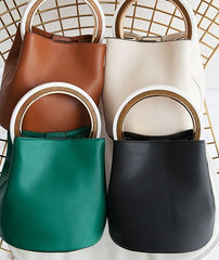 Cute Leather Womens Mini Bucket Handbag Crossbody Purse Barrel Shoulder Bag for Women