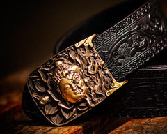 Handmade Black Leather Cool Mens Belts Custom Leather Men Belt for Men