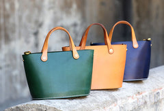 Handmade Leather Bucket Bag Purse Bucket Handbags Shoulder Bag for Women - EverHandmade