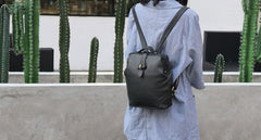 Vintage LEATHER WOMEN Doctor Backpack Purses Black School Backpacks FOR WOMEN