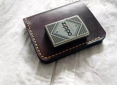 Vintage Leather Coffee Mens Small Wallet Leather billfold Bifold Wallets for Men