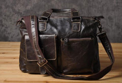 Handmade leather men Briefcase messenger vintage shoulder laptop bag vintage bag - EverHandmade