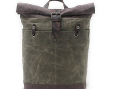 Cool Waxed Canvas Leather Mens Hiking Backpacks Canvas LaptopBackpack Canvas School Backpack for Men
