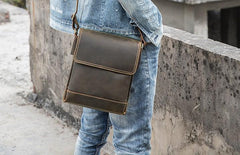 Small Leather Vintage Mens Cool Messenger Bags Shoulder Bags  for Men