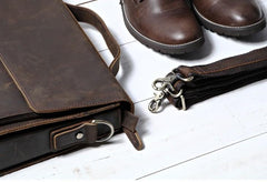 Vintage Coffee Leather Mens Briefcases Work Bag Laptop Bag Business Bag for Men