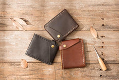 Handmade Leather Mens Small Wallets Bifold Slim billfold Front Pocket Wallet for Men