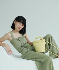 Cute Leather Yellow Womens Mini Bucket Purse Handbag Barrel Shoulder Bag for Women