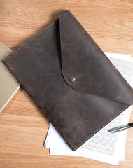 Handmade Leather Mens Clutch Cool Slim Wallet Envelope Clutch Wristlet Wallet for Men