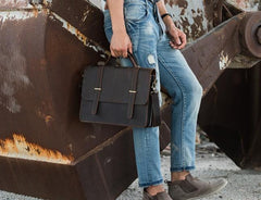 Cool Coffee Leather Mens Briefcase Work Shoulder Bag Laptop Bag Business Bag for Men