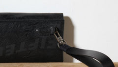 Handmade Leather Mens Clutch Cool Slim Wallet Zipper Clutch Wristlet Wallet for Men