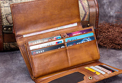 Genuine Leather Wallet Long Wallet Woven Wallet Purse For Men Women - EverHandmade