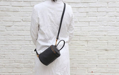 Cute LEATHER WOMEN Barrel Bag Small Bucket Purse Handbag SHOULDER Purses FOR WOMEN