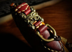 Handmade Leather Mens Tibetan Chain Biker Wallets Cool Leather Wallet Long Clutch Wallets for Men