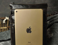 Mens Leather Small Side Bag Messenger Bag Courier bag for Men