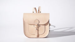 Handmade Leather Beige Mini Backpack Cute Saddle Backpack for women