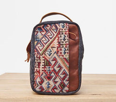 Folk Canvas Leather Mens Sling Bag Chest Bag One Shoulder Pack for men