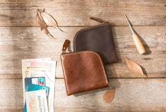 Cool Leather Mens Small Front Pocket Wallet Vintage billfold Wallets for Men