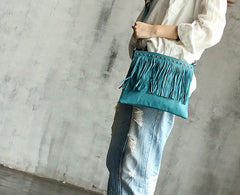 Vintage WOMENs LEATHER Tassels Shoulder Bag Handmade Crossbody Purse With tassels
