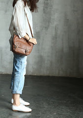 Vintage LEATHER WOMEN Satchel Crossbody Purses School SHOULDER BAG FOR WOMEN