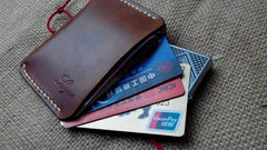Handmade Leather Mens Slim Front Pocket Wallet Leather Small Wallets  for Men