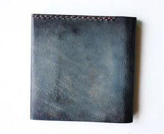 Handmade Vintage Leather Mens Small Bifold Wallet Cool billfold Wallet for Men