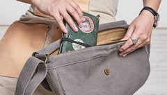 Mens Canvas Gray Cool Messenger Bag Side Bag Shoulder Bag for Men