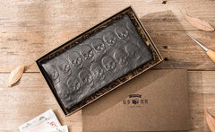 Cool Black Skull Leather Mens Long Wallet Long Wallet for Men