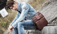 Cool Leather Mens Small Shoulder Bags Messengers Bag for Men
