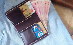 Vintage Coffee Leather Mens Small Wallet Leather billfold Bifold Wallets for Men