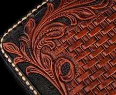 Handmade Leather Eagle Tooled Mens Small Wallet Cool billfold Wallet for Men