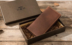 Cool Vintage Slim Mens long Wallet Leather Wallet Bifold Long Wallets for Men
