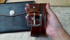 Cool Handmade Brown Leather Mens Belt Leather Belt for Men