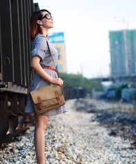 Handmade Vintage Leather Mens Messenger Bags Coffee Shoulder Bags for Men