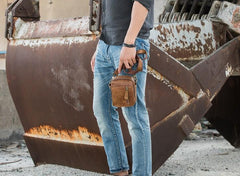Leather Belt Pouch Belt Cases Mens Waist Bag Small Shoulder Bag for Men