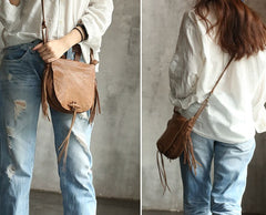 Stlyish WOMENs LEATHER Tassels Shoulder Bag Saddle Crossbody Purse With tassels
