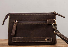 Vintage Leather Mens Zipper Wristlet Wallet Clutch Wallets for Men