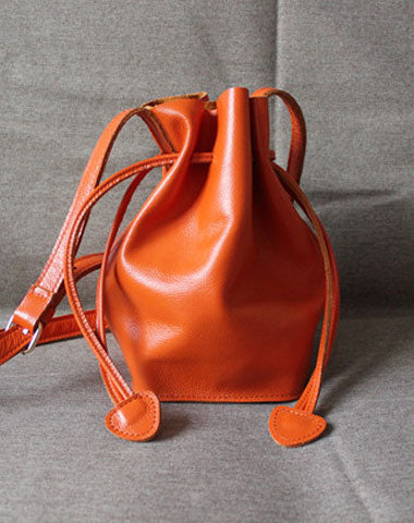 Genuine Leather Bucket Bag Shoulder Bag Crossbody Bag Handbag Purse For Women - EverHandmade