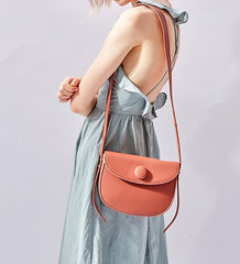 Cute Leather Red Brown Womens Saddle Purse Saddle Shoulder Bag for Women