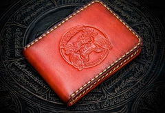 Handmade Leather License Wallet Tooled Mens billfold Wallet Cool Leather Wallet Slim Wallet for Men